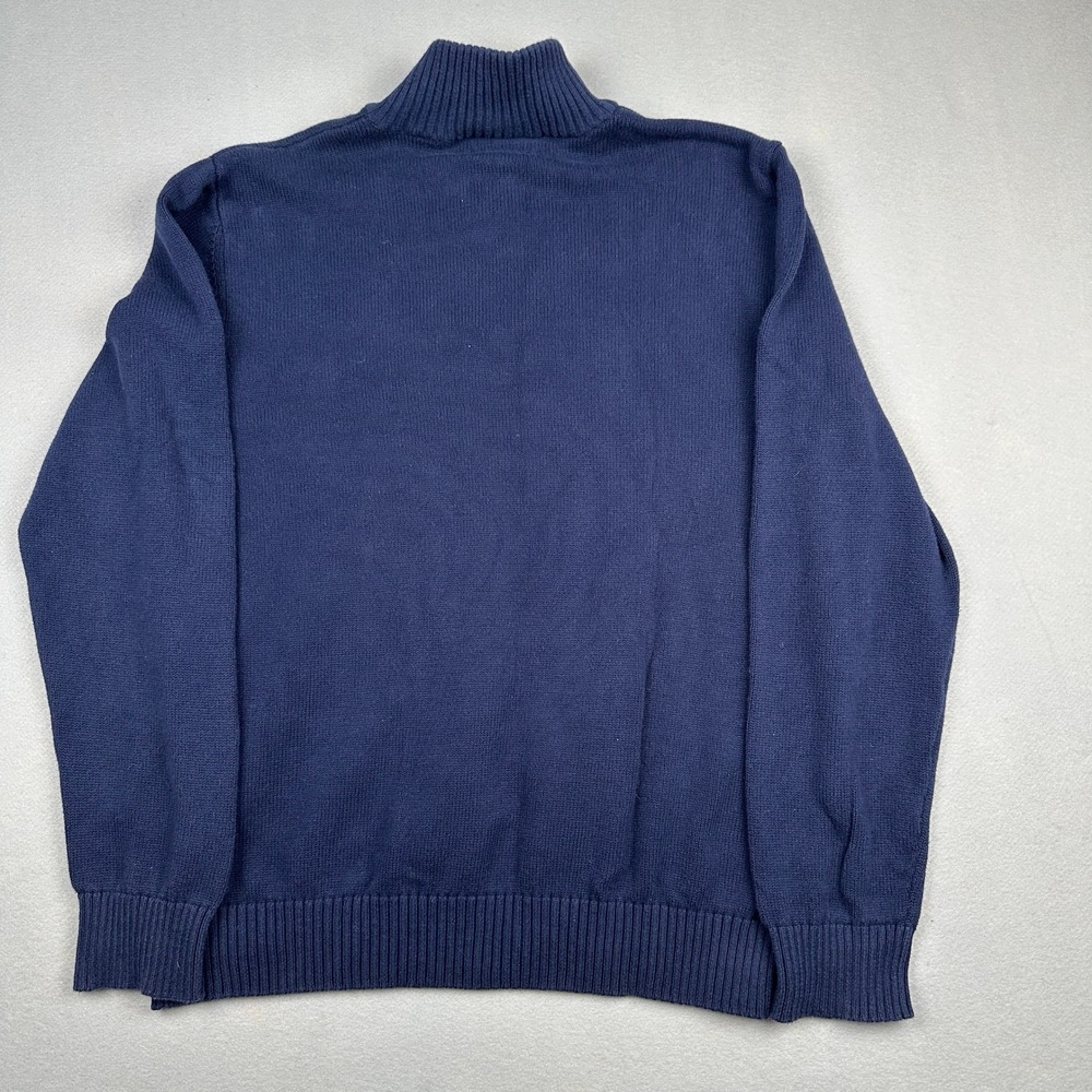 Kenneth Cole Reaction Mens XL Navy Blue Grey Stripe 1/4 Zip Cotton Sweater - Picture 5 of 11